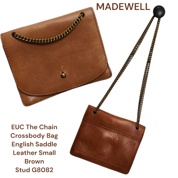 Madewell Handbags - MADEWELL The Chain Crossbody Bag English Saddle Leather Small Brown Stud G8082